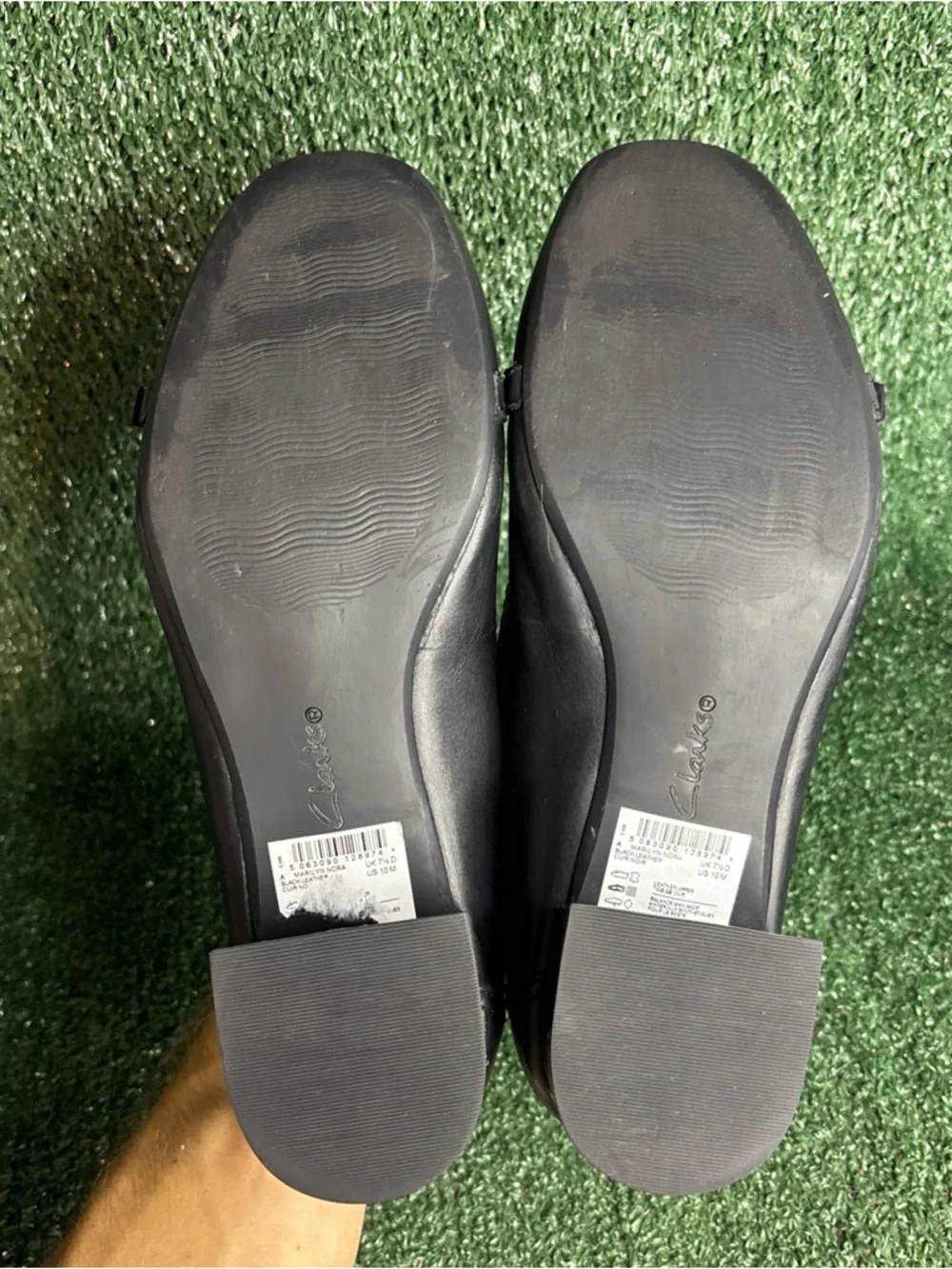 Clarks Marilyn Nora  Black Leather‎ Casual Pumps Size 10 M Heels Shoes